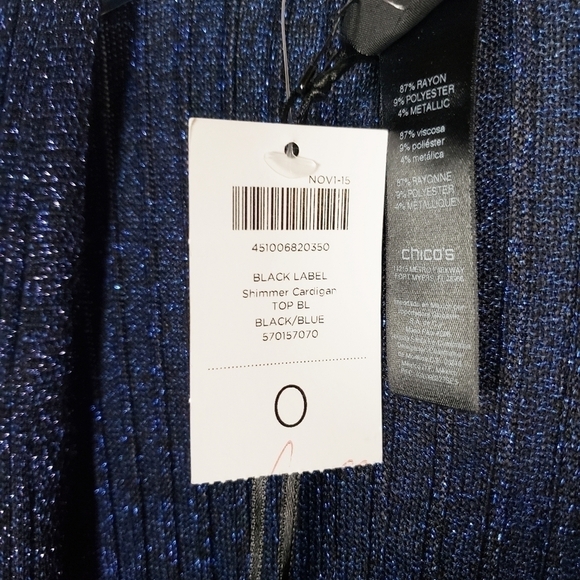 CHICO'S Black Label shimmer open front cardigan lightweight - Picture 4 of 7
